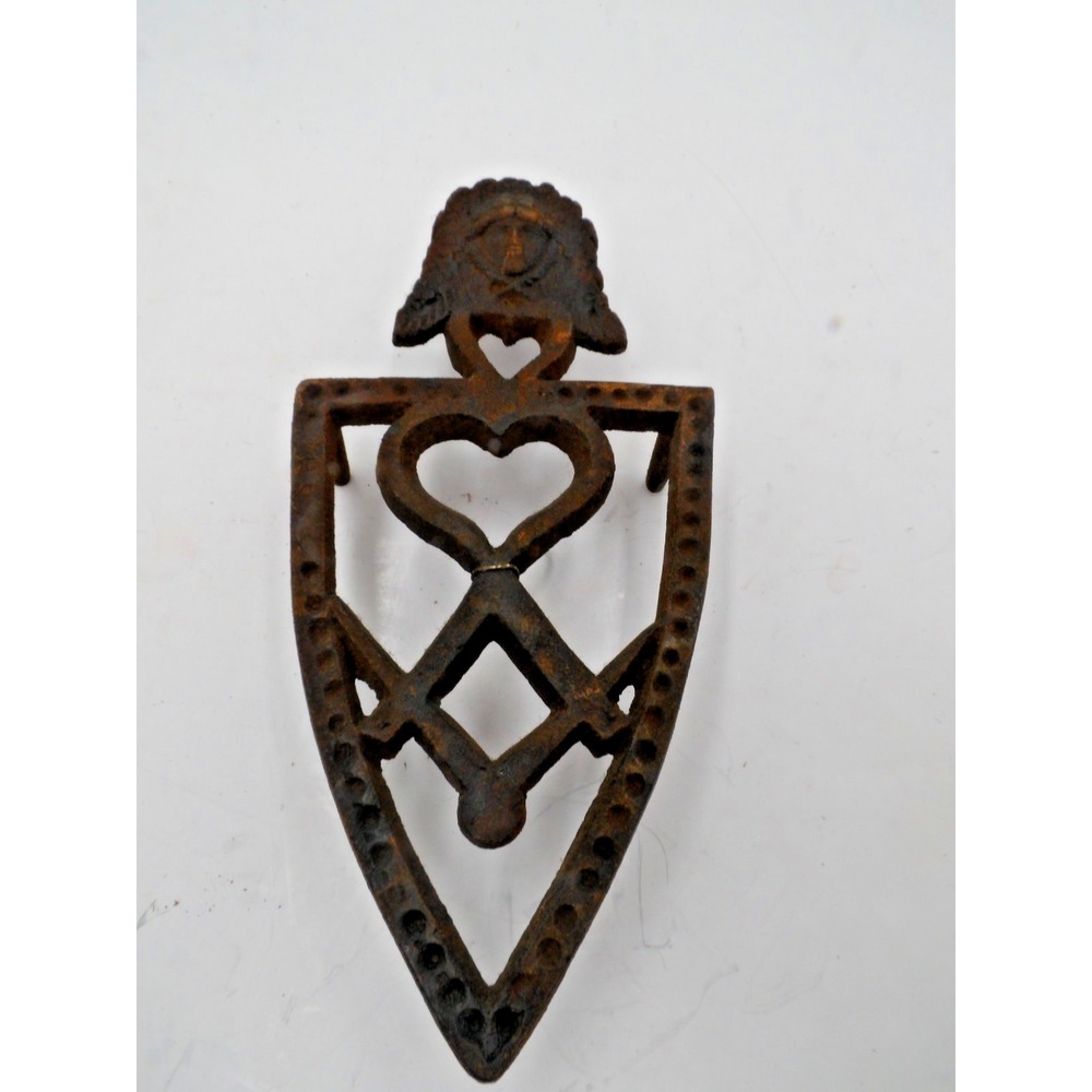 Antique Cast Iron Trivet with Figural Head / Face